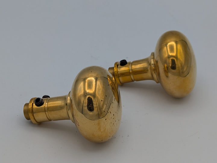 ##Antique Hardware## Open Box Sale Item Round Solid Brass Spare Door Knob Set (Polished Brass Finish)