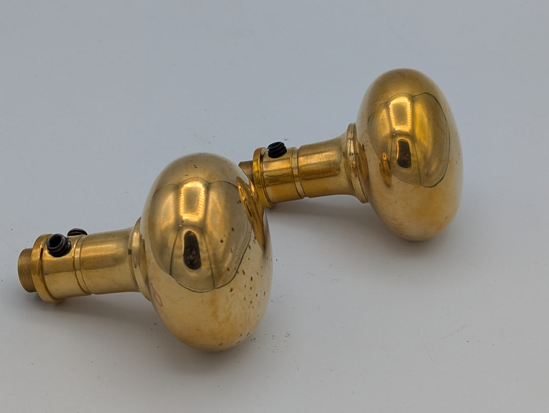 ##Antique Hardware## Open Box Sale Item Round Solid Brass Spare Door Knob Set (Polished Brass Finish)