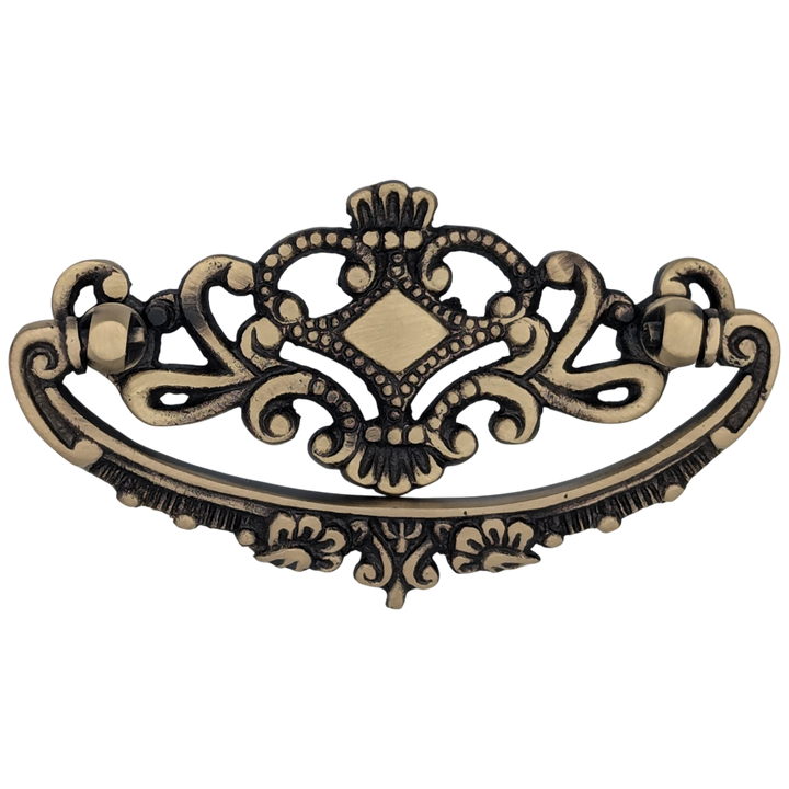 4 1/8 Inch Solid Brass Ornate Victorian Pull (Antique Brass Finish)