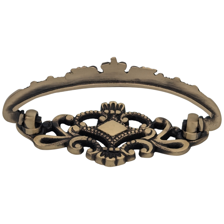4 1/8 Inch Solid Brass Ornate Victorian Pull (Antique Brass Finish)