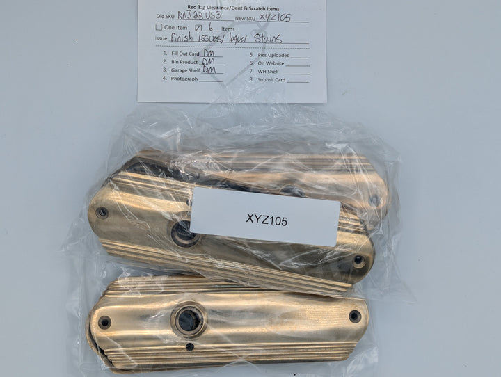 Open Box Sale Item Art Deco Long Solid Brass Door Backplate (Polished Brass Finish)