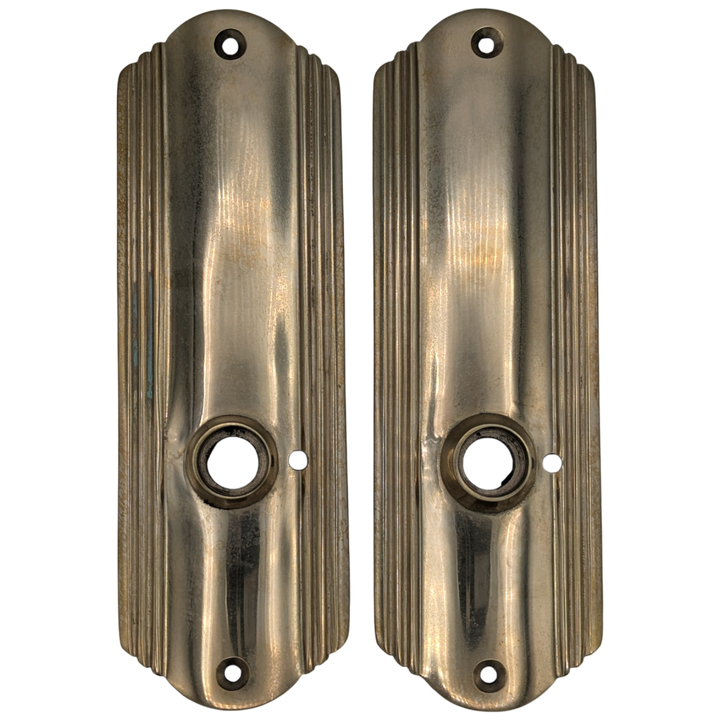 Open Box Sale Item Art Deco Long Solid Brass Door Backplate (Polished Brass Finish)