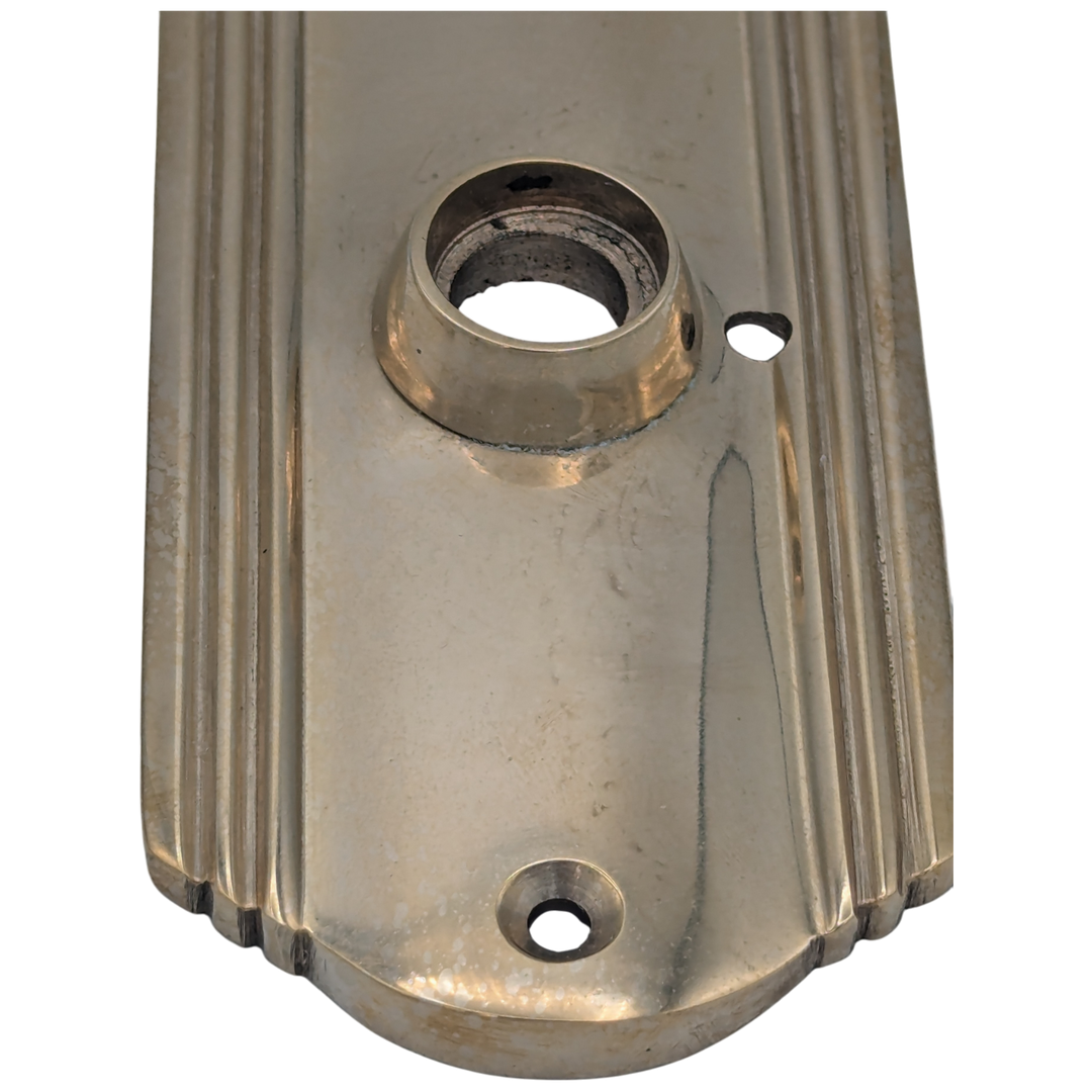 Open Box Sale Item Art Deco Long Solid Brass Door Backplate (Polished Brass Finish)