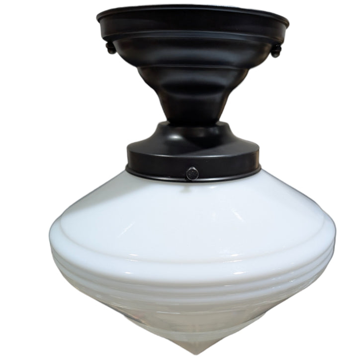 ##Antique Hardware## Small Art Deco Glass Semi-Flush Standard Light (Several Finishes Available)