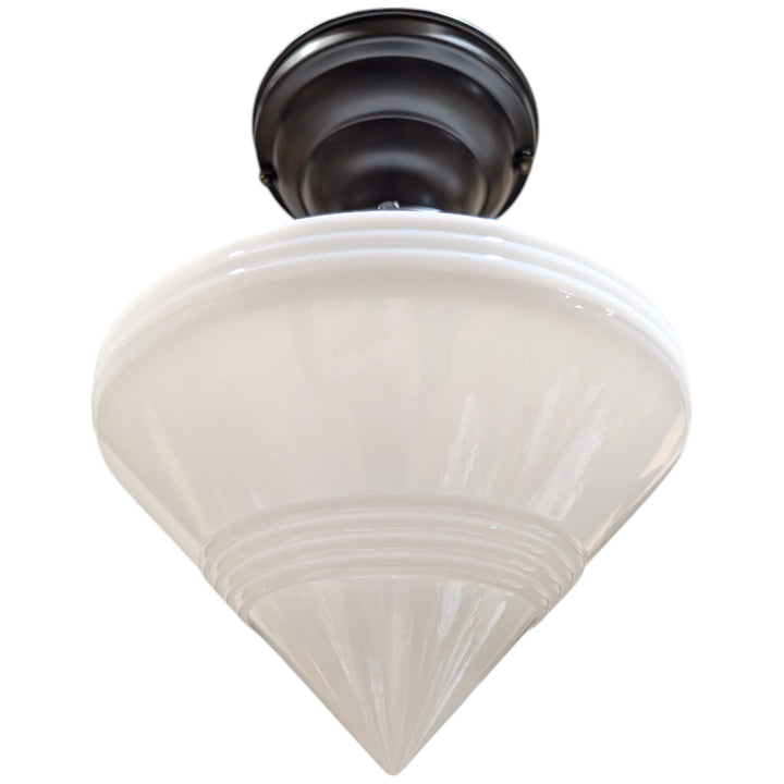 ##Antique Hardware## Small Art Deco Glass Semi-Flush Standard Light (Several Finishes Available)
