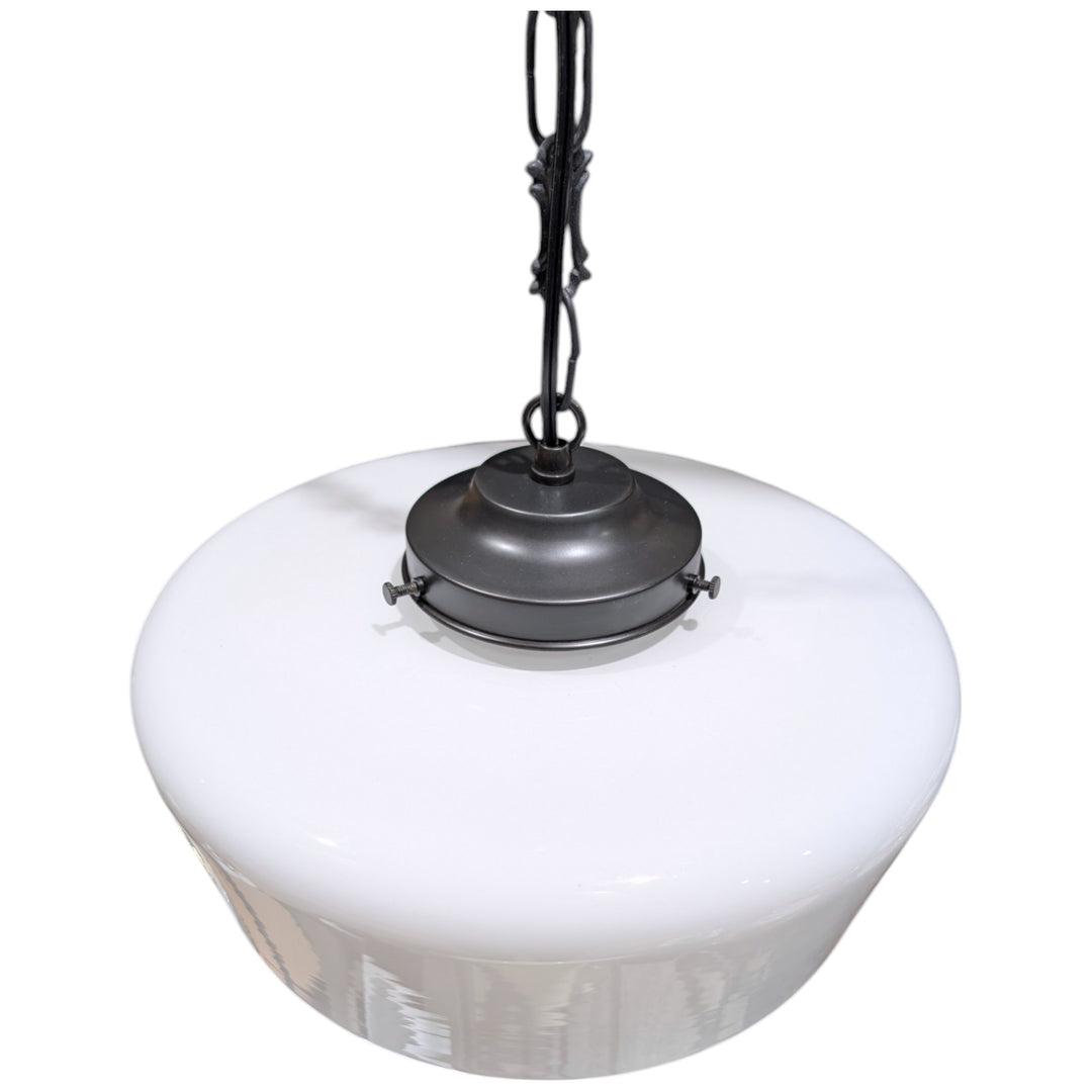 ##Antique Hardware## Traditional Schoolhouse Milk Glass Standard Chain Light (Several Finishes Available)