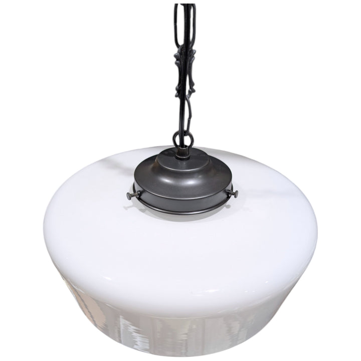 ##Antique Hardware## Traditional Schoolhouse Milk Glass Standard Chain Light (Several Finishes Available)