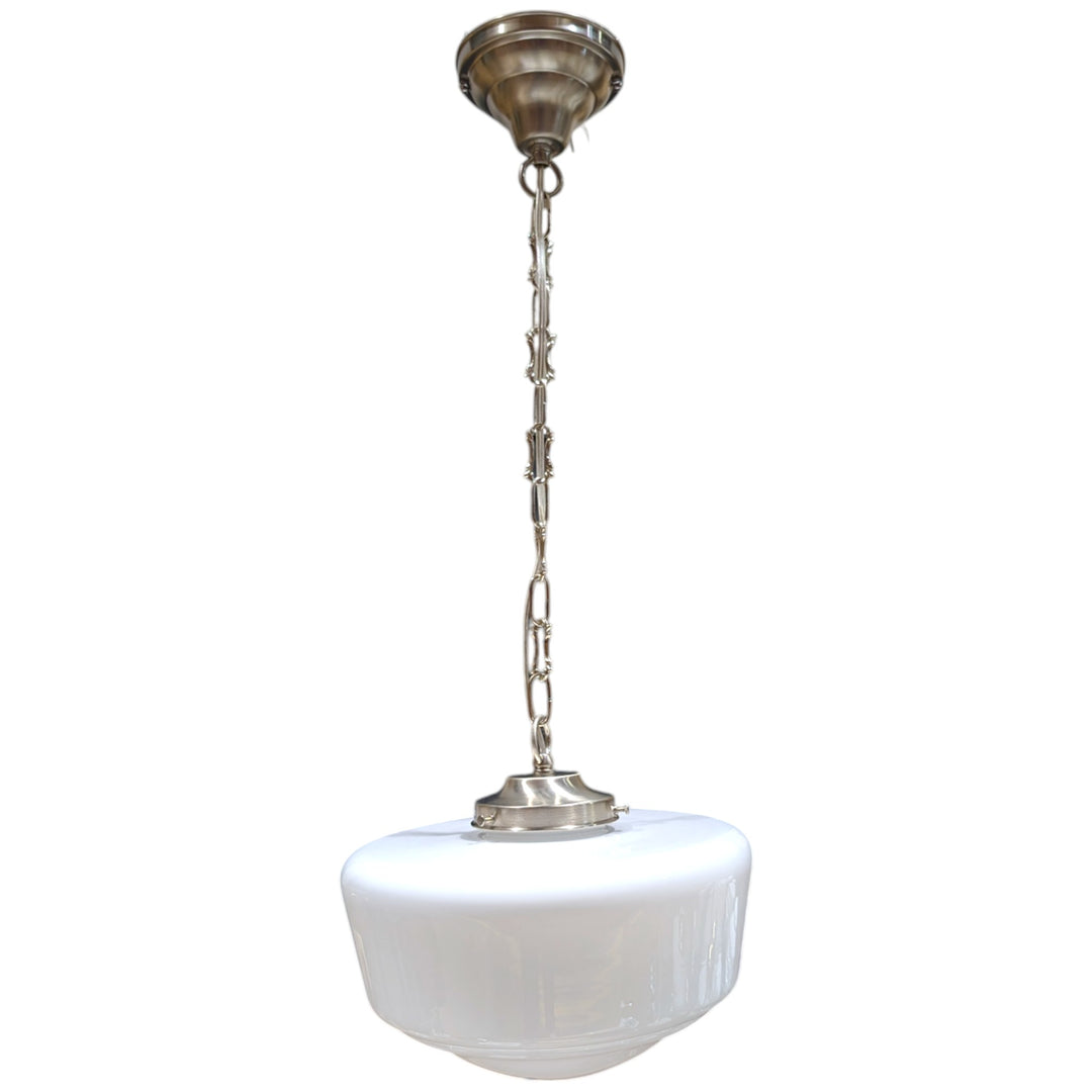 ##Antique Hardware## Traditional Schoolhouse Milk Glass Standard Chain Light (Several Finishes Available)