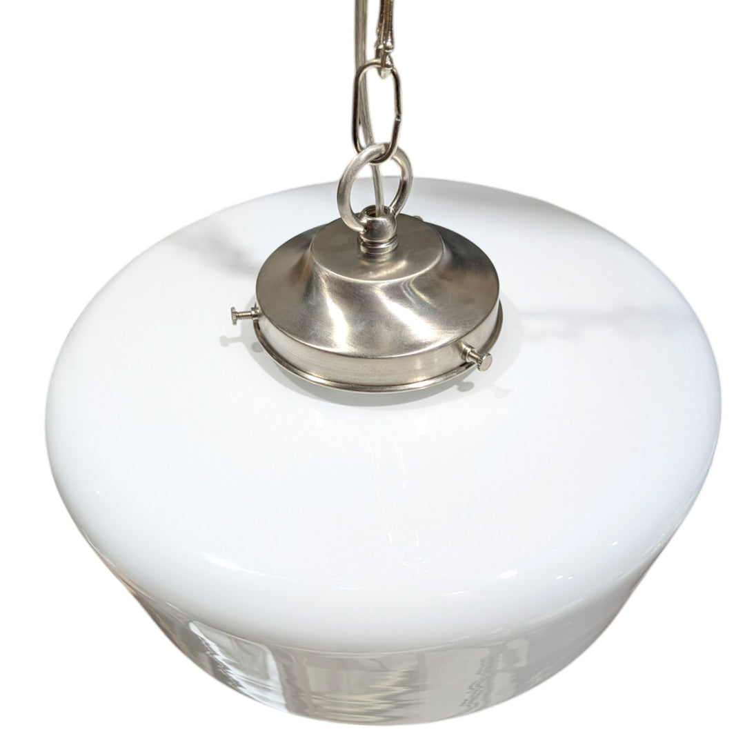 ##Antique Hardware## Traditional Schoolhouse Milk Glass Standard Chain Light (Several Finishes Available)