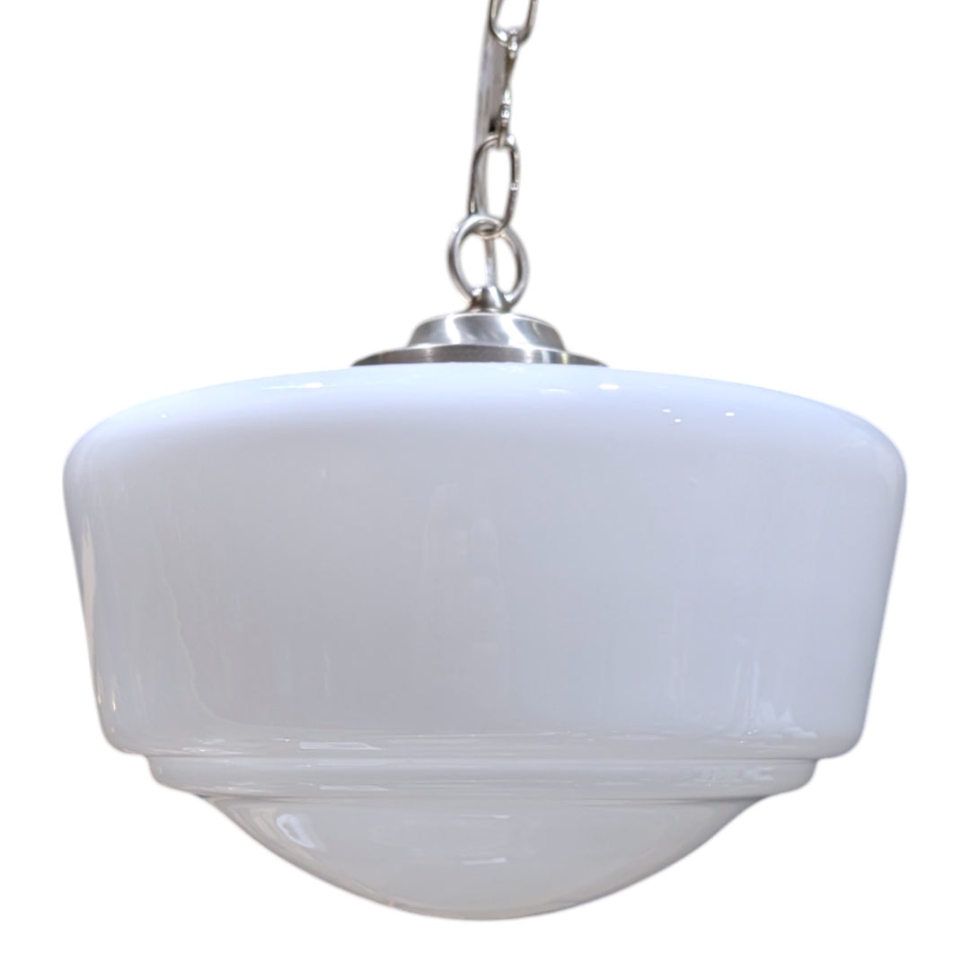##Antique Hardware## Traditional Schoolhouse Milk Glass Standard Chain Light (Several Finishes Available)