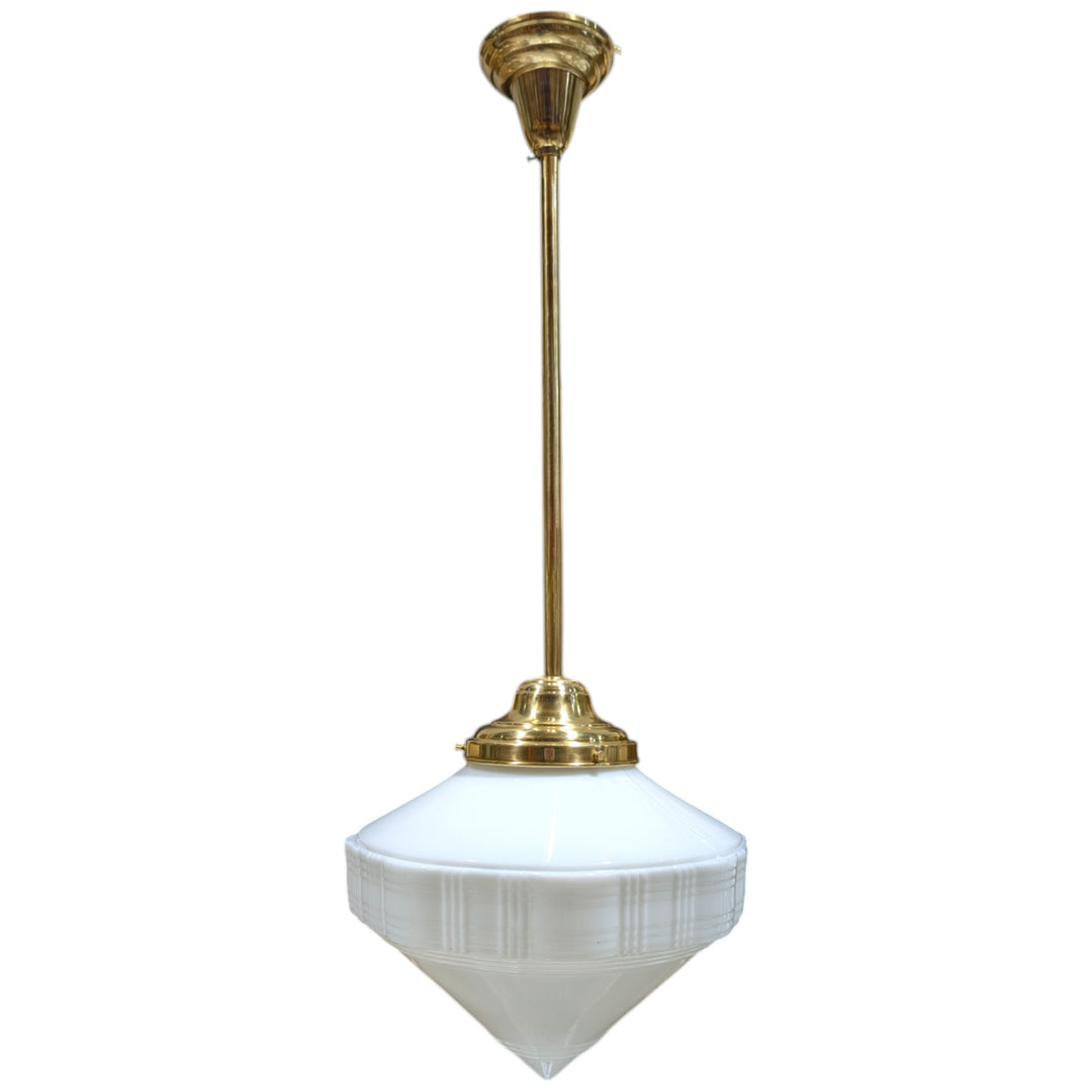##Antique Hardware## Mid-Century Diamond Glass Rod Pendant Light (Several Finishes Available)