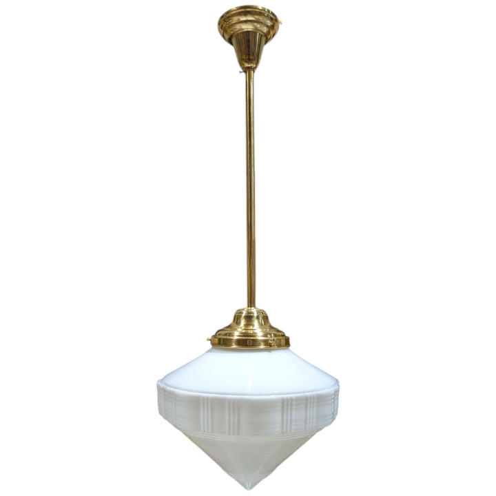 ##Antique Hardware## Mid-Century Diamond Glass Rod Pendant Light (Several Finishes Available)