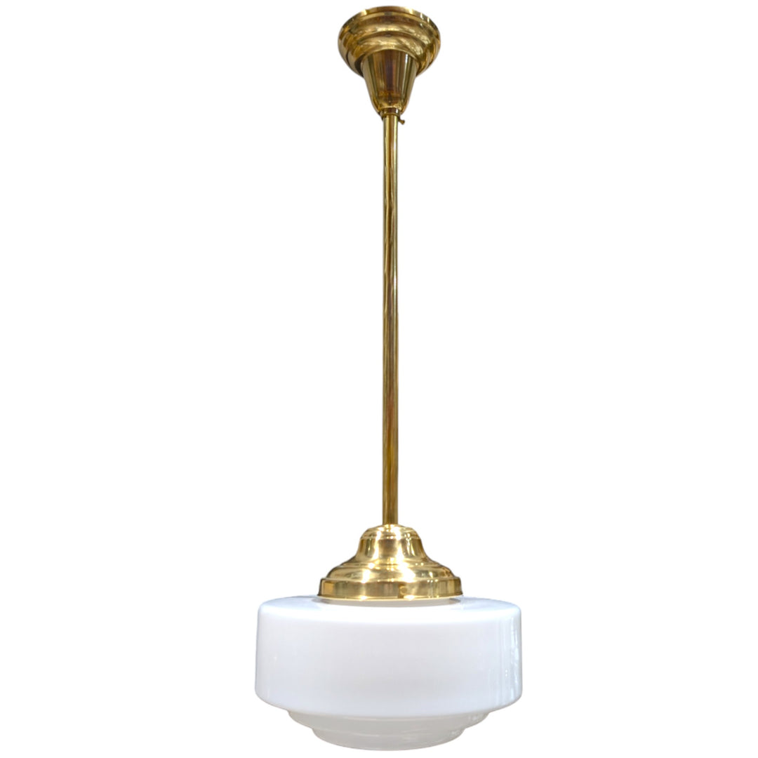 ##Antique Hardware## Stepped Mid Century Modern Glass Rod Pendant Light (Several Finishes Available)