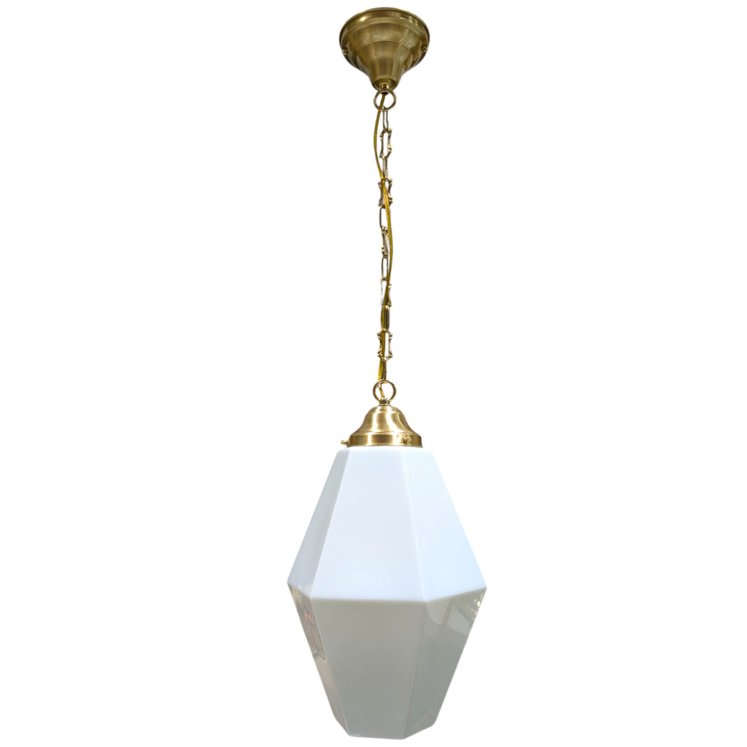 ##Antique Hardware## Geometric Faceted Glass Fancy Chain Light (Several Finishes Available)