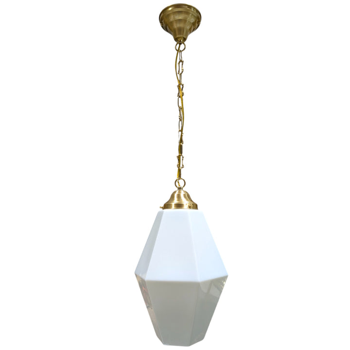 ##Antique Hardware## Geometric Faceted Glass Fancy Chain Light (Several Finishes Available)