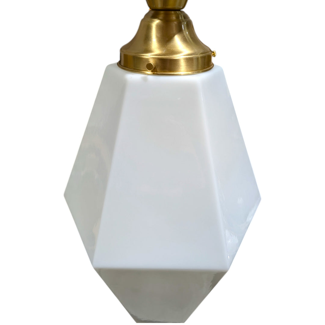 ##Antique Hardware## Geometric Faceted Glass Semi-Flush Fancy Light (Several Finishes Available)