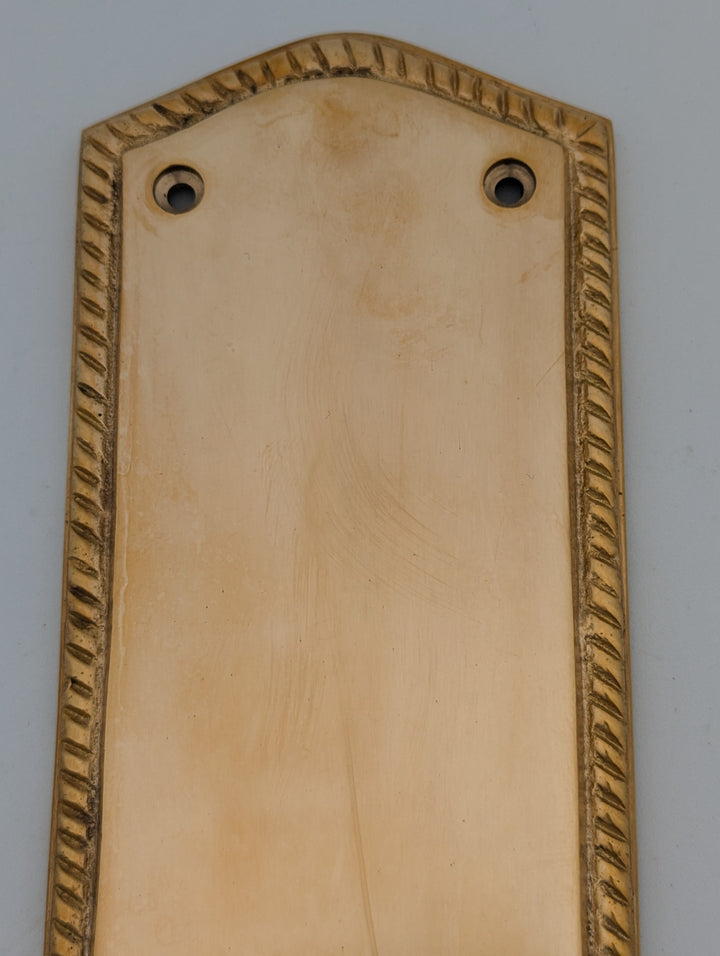 ##Antique Hardware## Open Box Sale Item 12 Inch Georgian Oval Roped Style Door Push Plate (Polished Brass)