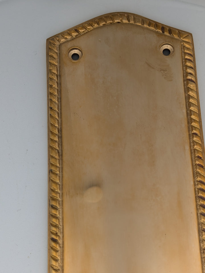 ##Antique Hardware## Open Box Sale Item 12 Inch Georgian Oval Roped Style Door Push Plate (Polished Brass)
