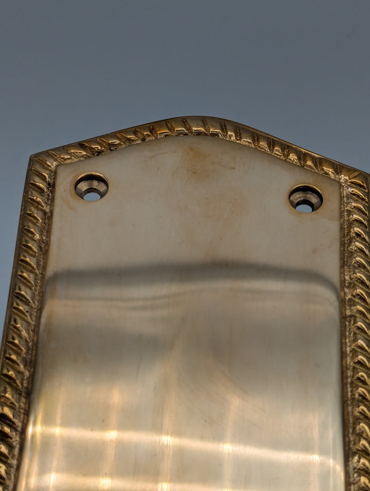 ##Antique Hardware## Open Box Sale Item 12 Inch Georgian Oval Roped Style Door Push Plate (Polished Brass)