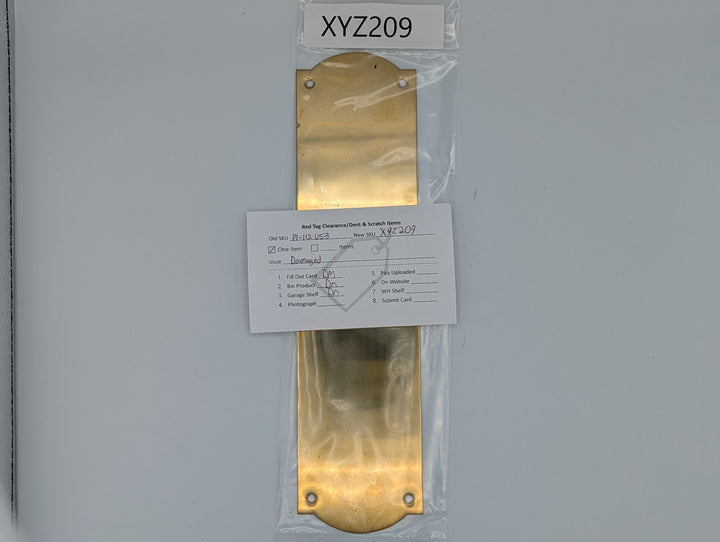 ##Antique Hardware## Open Box Sale Item 12 Inch Solid Brass Oval Push Plate (Polished Brass Finish)