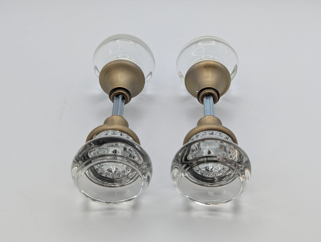 Open Box Sale Item Round Crystal Spare Door Knob Set (Antique Brass Finish) - Set of 2