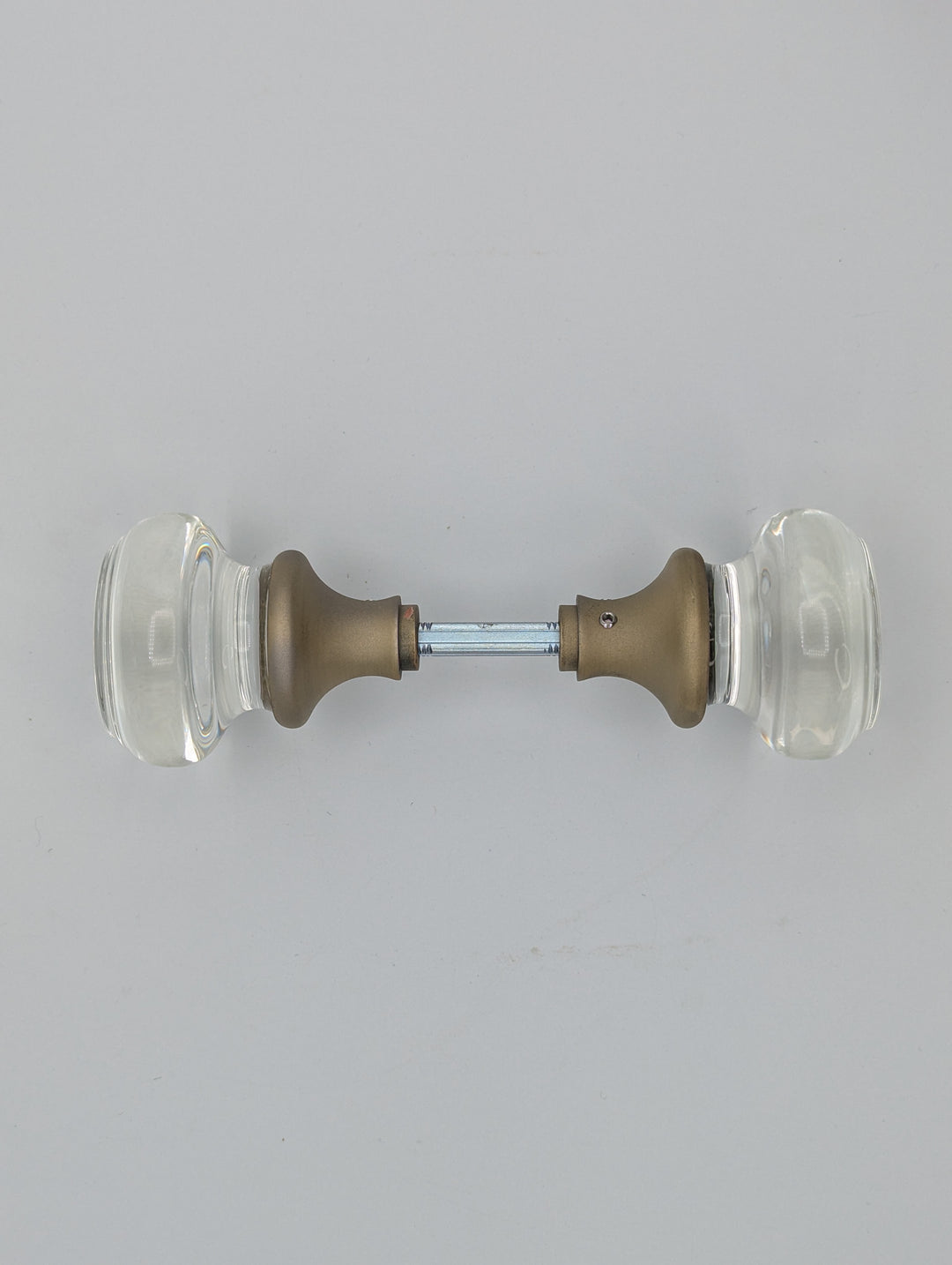 Open Box Sale Item Round Crystal Spare Door Knob Set (Antique Brass Finish) - Set of 2