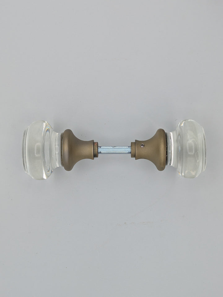 Open Box Sale Item Round Crystal Spare Door Knob Set (Antique Brass Finish) - Set of 2