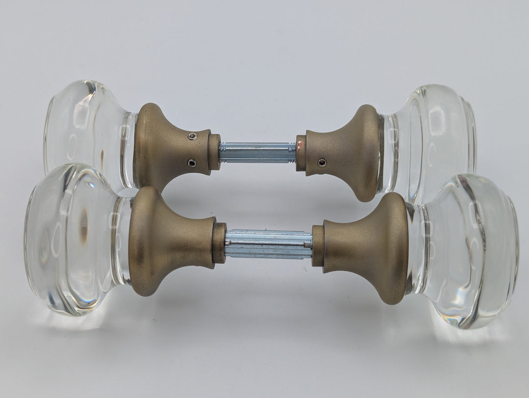 Open Box Sale Item Round Crystal Spare Door Knob Set (Antique Brass Finish) - Set of 2