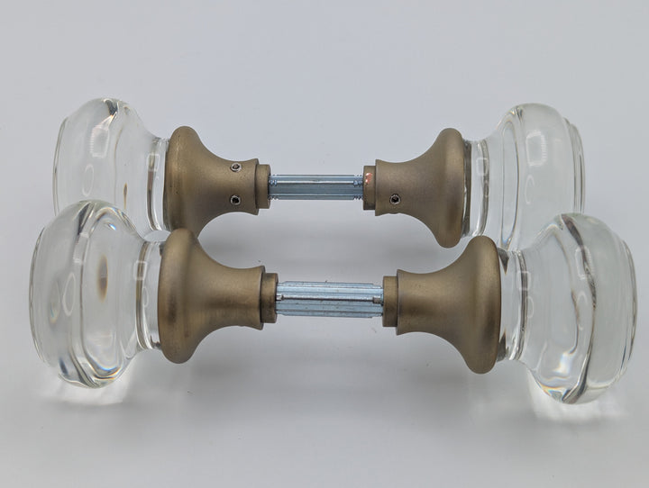 Open Box Sale Item Round Crystal Spare Door Knob Set (Antique Brass Finish) - Set of 2