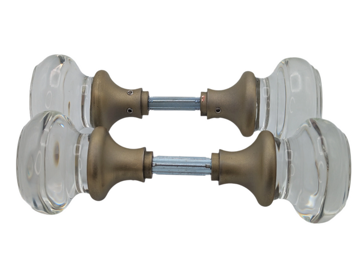 Open Box Sale Item Round Crystal Spare Door Knob Set (Antique Brass Finish) - Set of 2