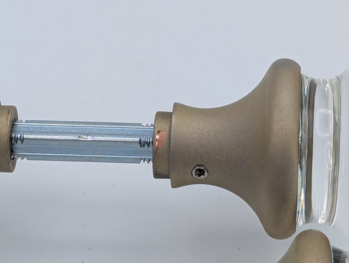 Open Box Sale Item Round Crystal Spare Door Knob Set (Antique Brass Finish) - Set of 2