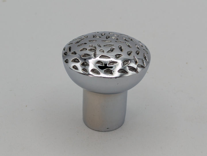 ##Antique Hardware## 1 1/4 Inch Solid Brass Hand-Hammered Round Cabinet & Furniture Knob ( Polished Chrome Finish)