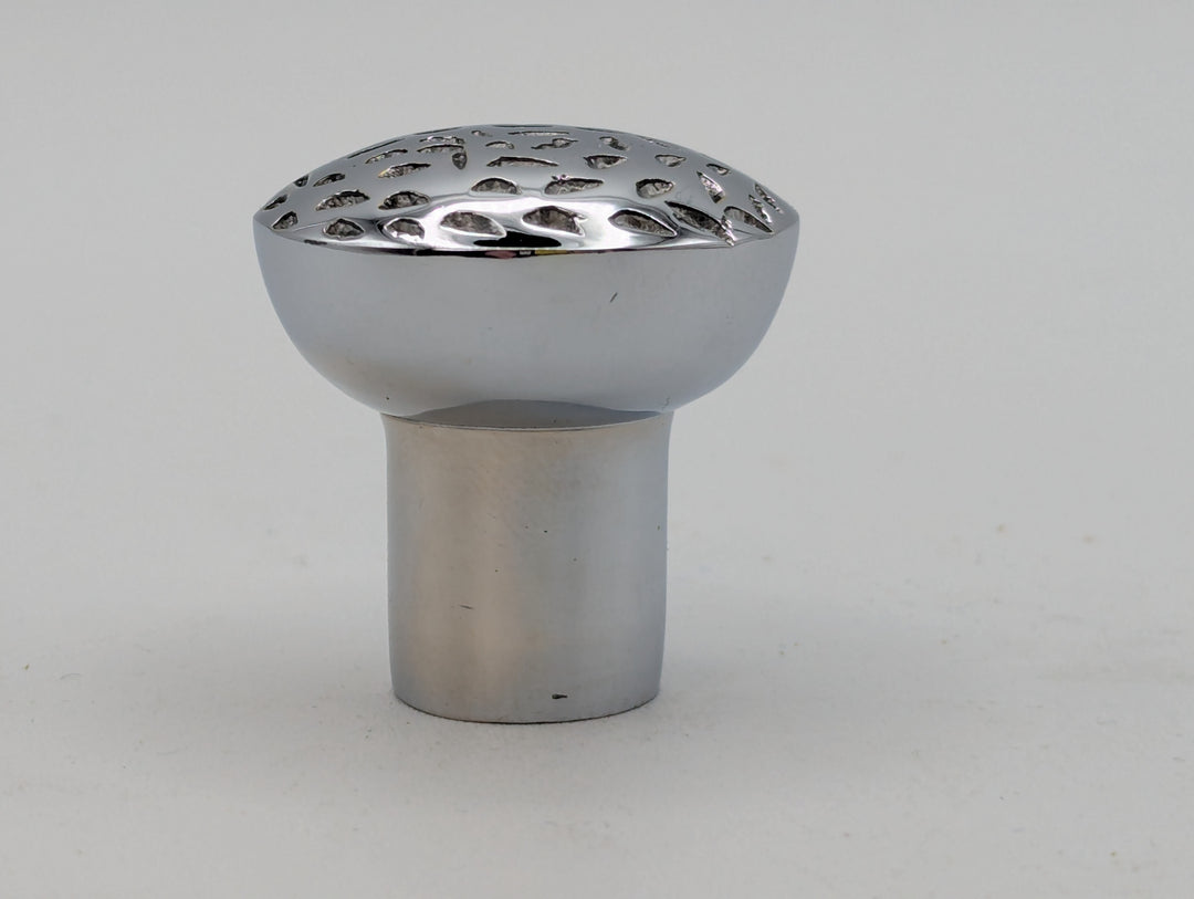 ##Antique Hardware## 1 1/4 Inch Solid Brass Hand-Hammered Round Cabinet & Furniture Knob ( Polished Chrome Finish)