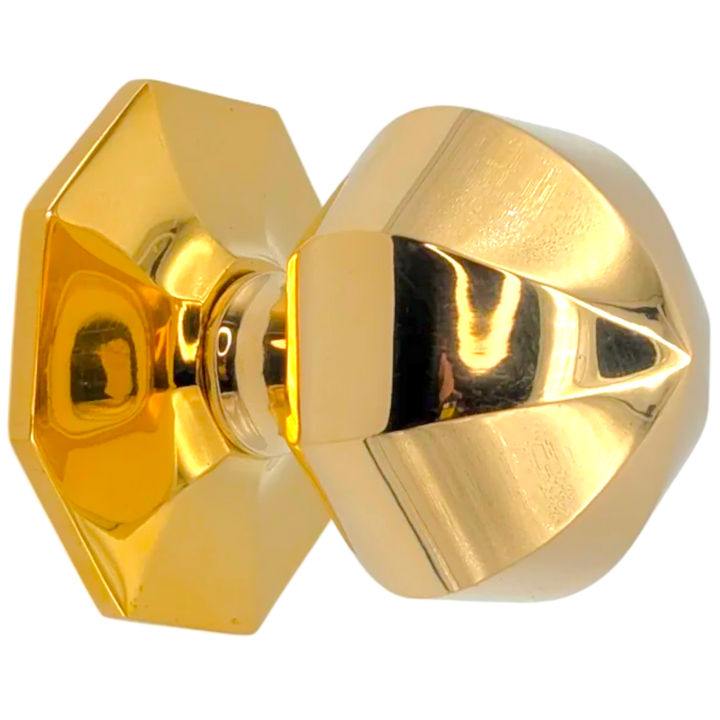 Octagon Pull Knob with Rosette (Polished Brass Finish)