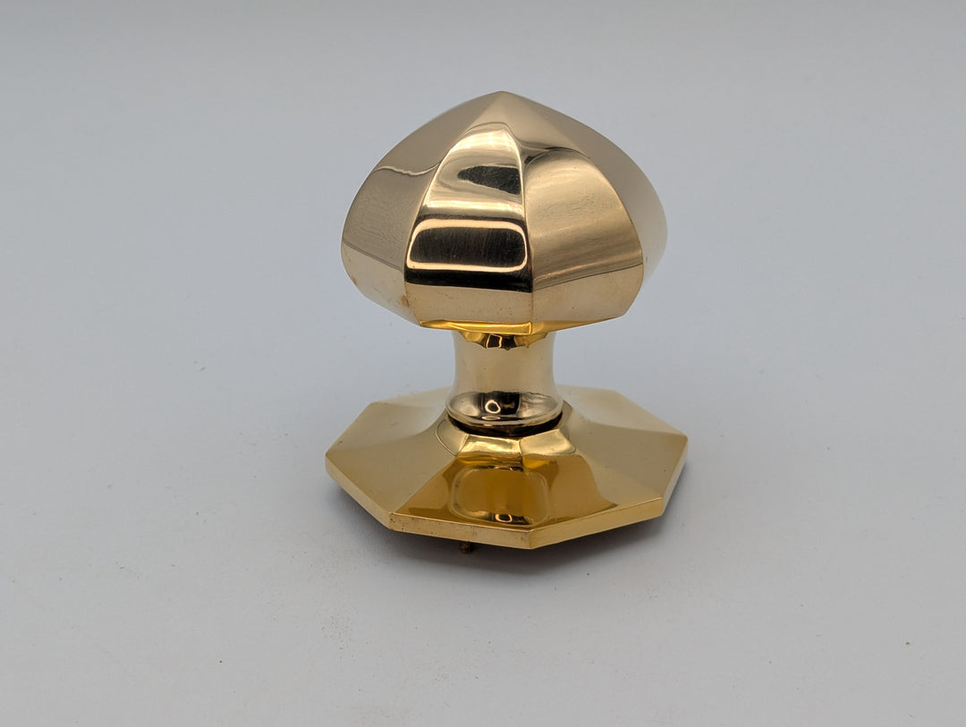 ##Antique Hardware## Octagon Pull Knob with Rosette (Polished Brass Finish)
