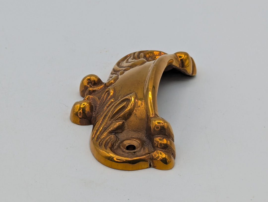 ##Antique Hardware## Mid 20th Century Victorian 4" Copper Plated Cast Iron Bin Drawer Pull (Polished Brass Finish)