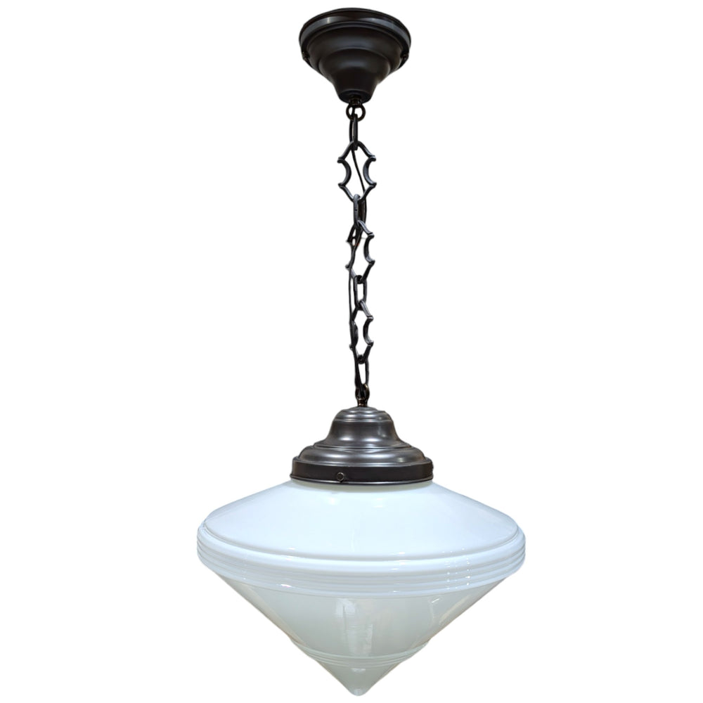 ##Antique Hardware## Large Art Deco Glass Fancy Chain Light (Several Finishes Available)