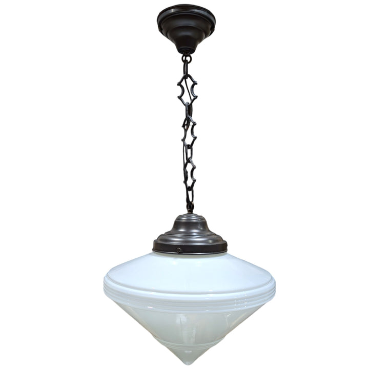 ##Antique Hardware## Large Art Deco Glass Fancy Chain Light (Several Finishes Available)