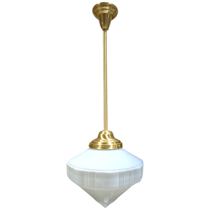 ##Antique Hardware## Mid-Century Diamond Glass Rod Pendant Light (Several Finishes Available)
