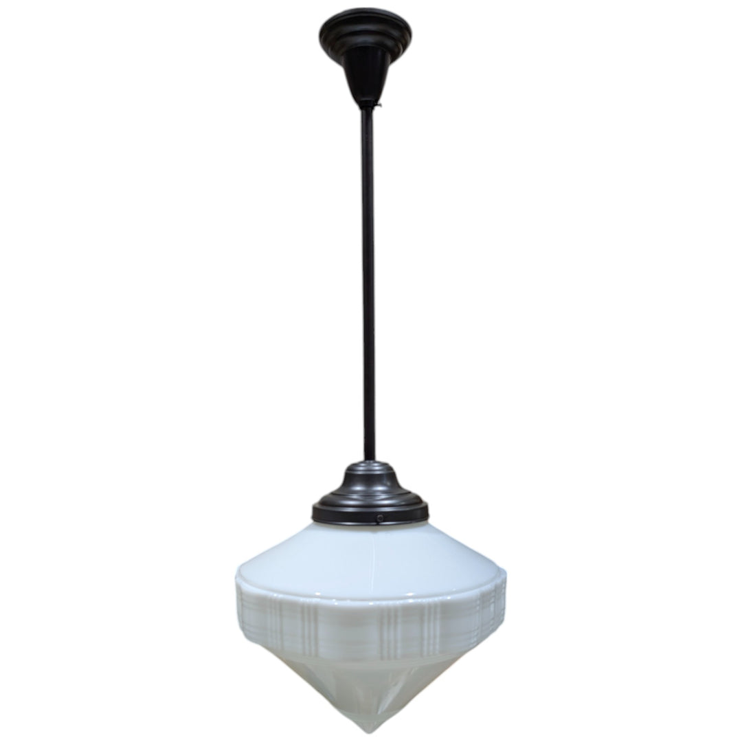 ##Antique Hardware## Mid-Century Diamond Glass Rod Pendant Light (Several Finishes Available)