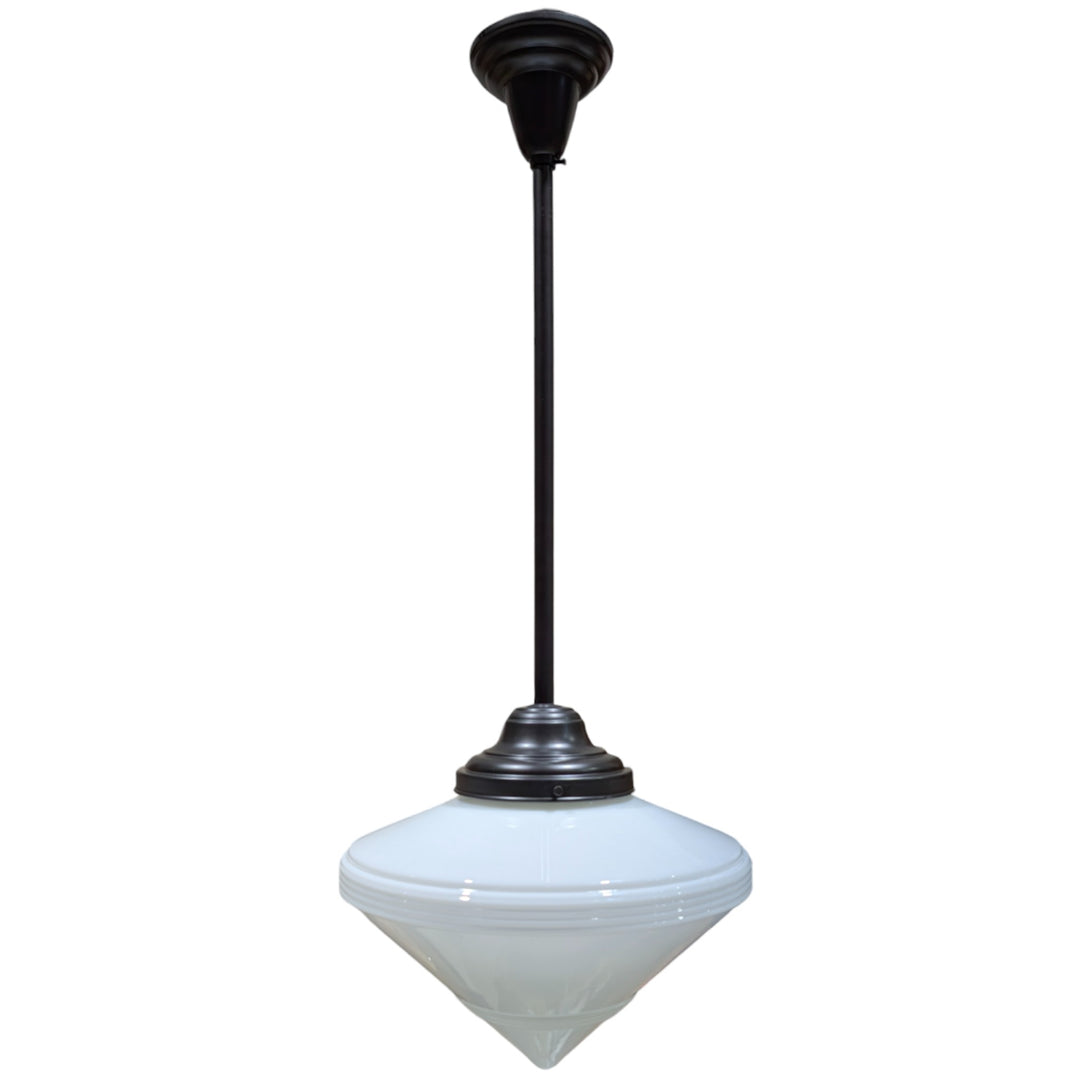 ##Antique Hardware## Large Art Deco Glass Rod Pendant Light (Several Finishes Available)