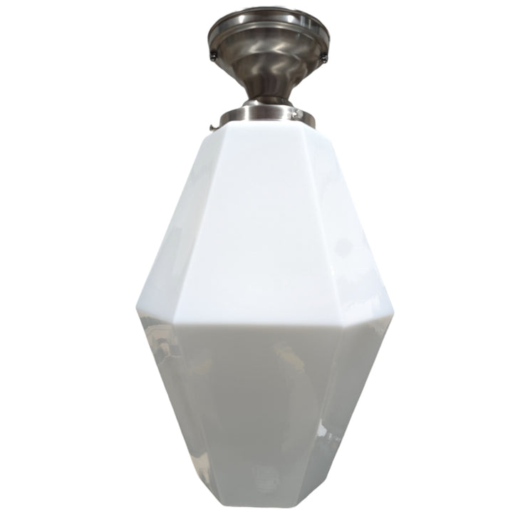##Antique Hardware## Geometric Faceted Glass Semi-Flush Standard Light (Several Finishes Available)