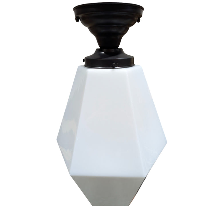 ##Antique Hardware## Geometric Faceted Glass Semi-Flush Standard Light (Several Finishes Available)