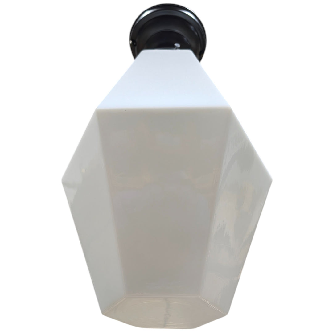 ##Antique Hardware## Geometric Faceted Glass Semi-Flush Standard Light (Several Finishes Available)