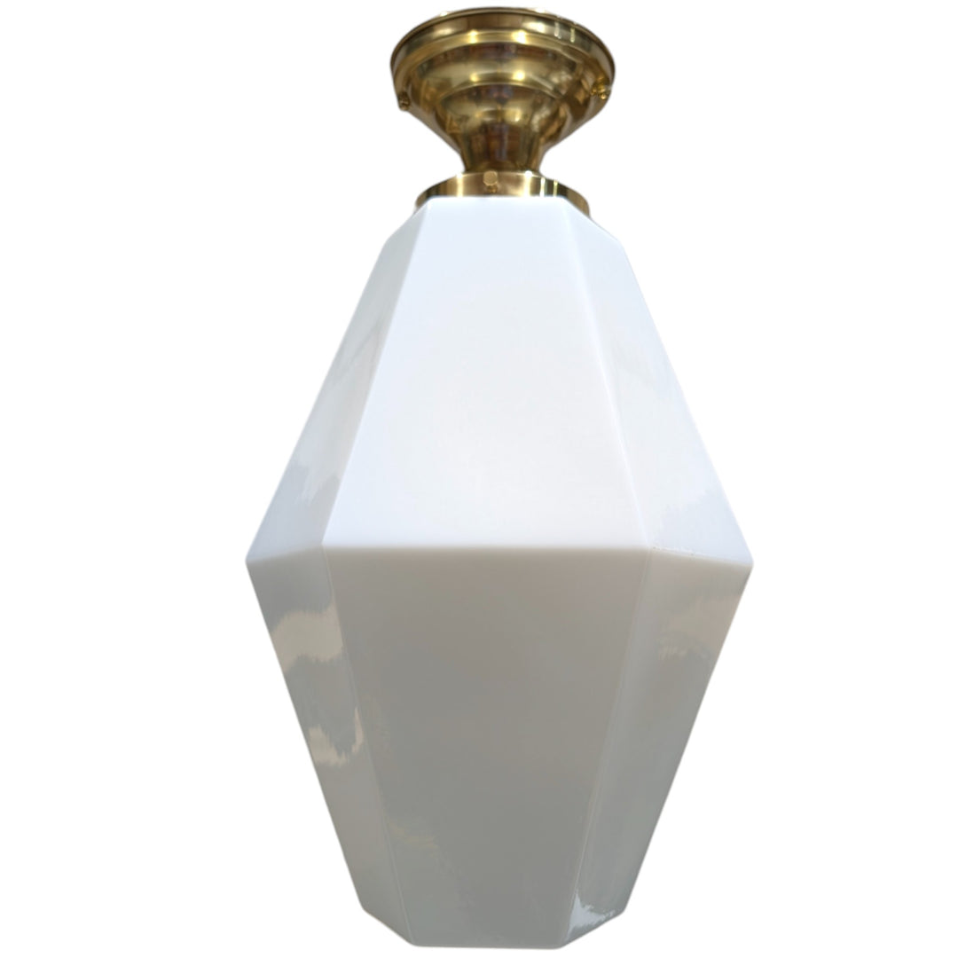 ##Antique Hardware## Geometric Faceted Glass Semi-Flush Standard Light (Several Finishes Available)