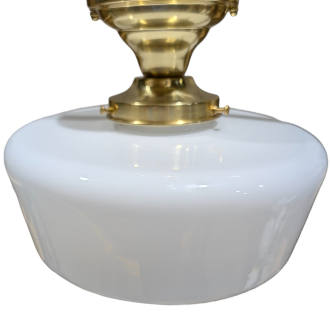 ##Antique Hardware## Traditional Schoolhouse Milk Glass Semi-Flush Standard Light (Several Finishes Available)