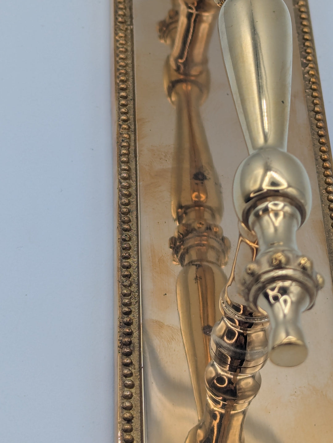 ##Antique Hardware## Open Box Sale Item 11 1/2 Inch Solid Brass Beaded Door Pull - Set of 3