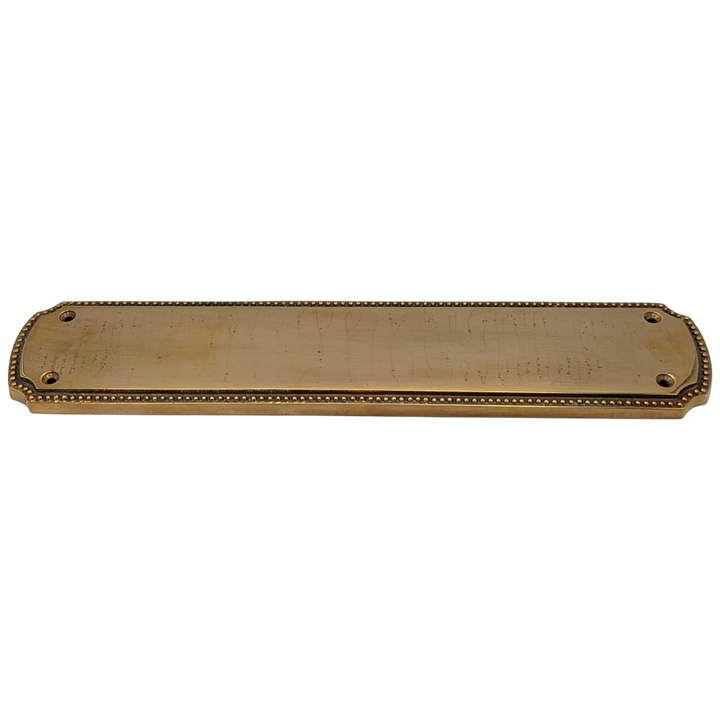 11 1/2 Inch Solid Brass Beaded Push & Plate (Polished Brass Finish)