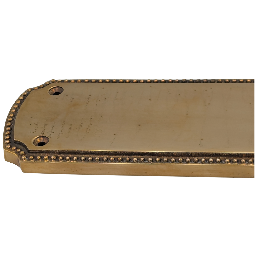 11 1/2 Inch Solid Brass Beaded Push & Plate (Polished Brass Finish)