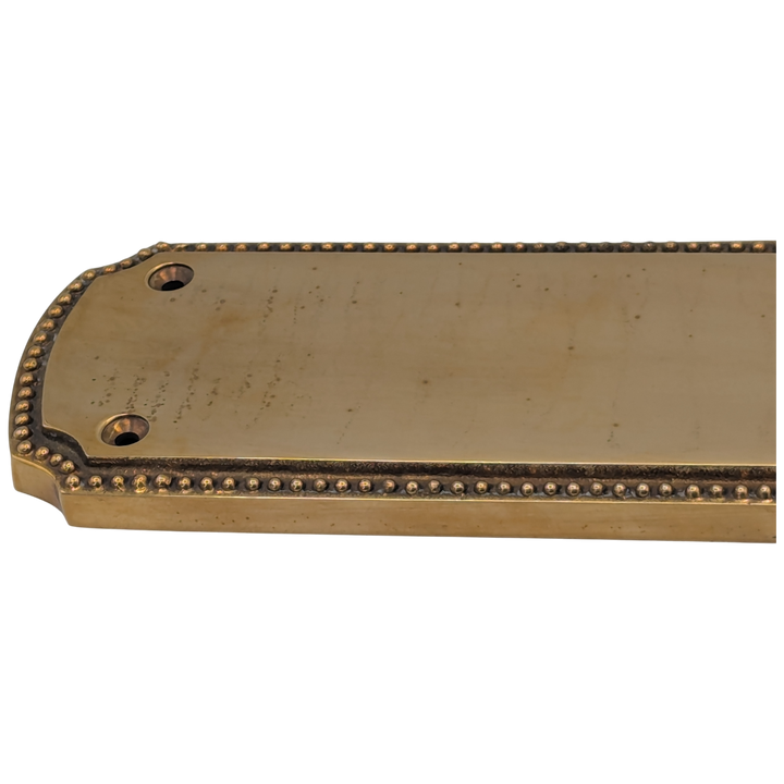 11 1/2 Inch Solid Brass Beaded Push & Plate (Polished Brass Finish)
